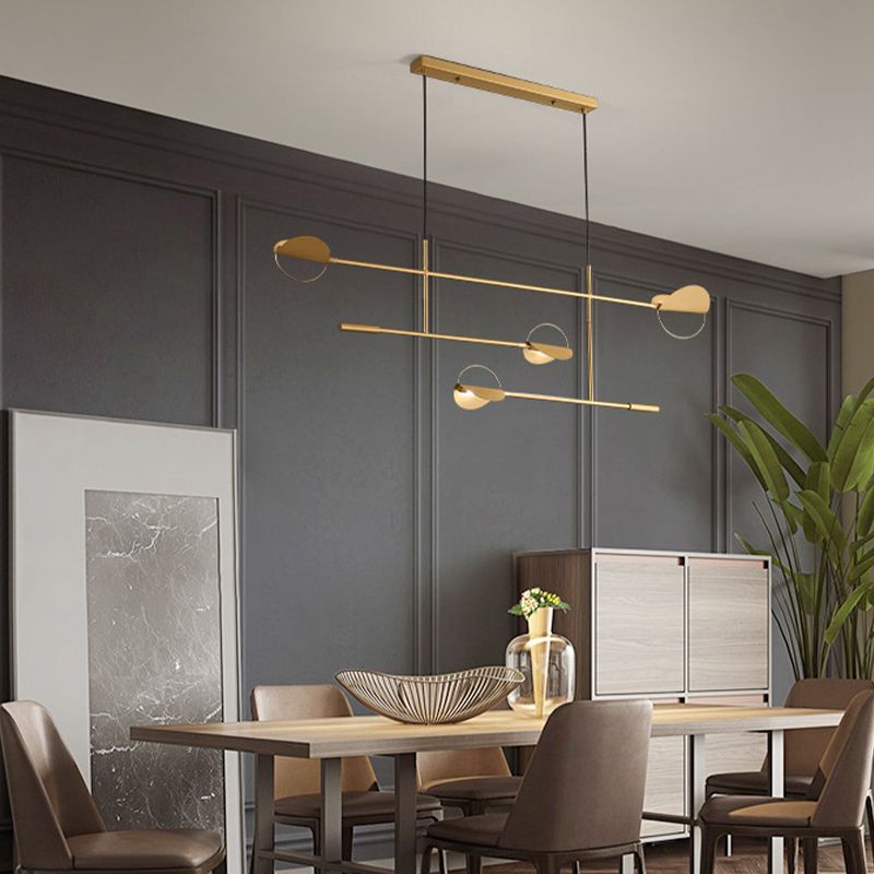 4-Light Golden/Black Island Lighting Modern Unique LED Ceiling Light for Dining Room