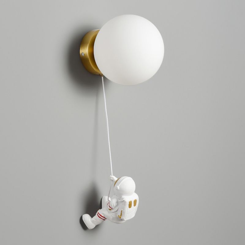 Flush Mount Metal Lighting Children Globe Shaded Wall Light for Bedroom