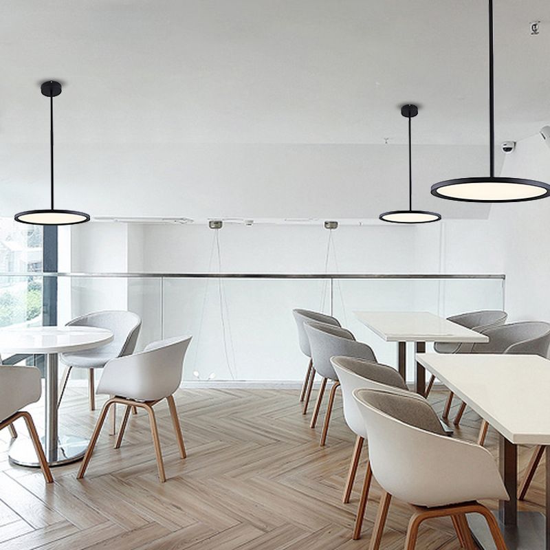 1 Light Round Suspension Pendant Modern Style Metal Down Lighting