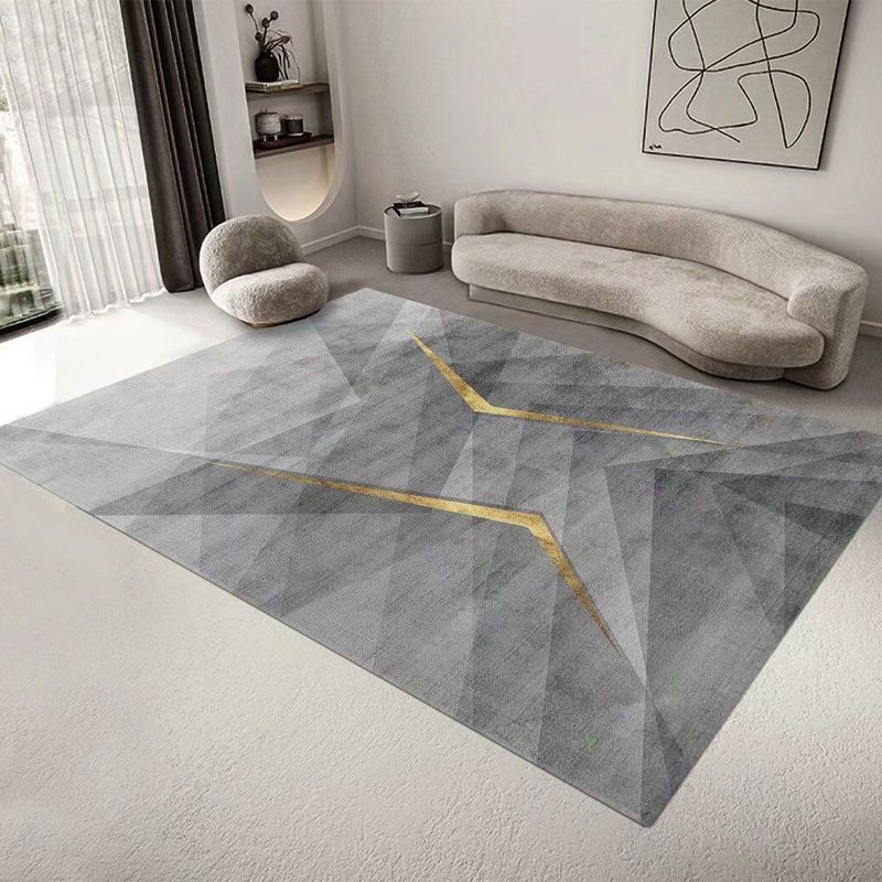 Tapis de motif abstrait rose Polyester moderne tapis lavable pour le salon