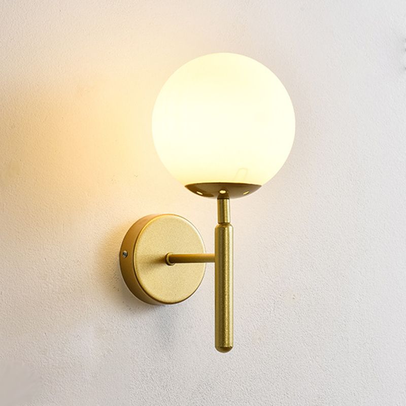 Contemporary Single Head Wall Sconce Glass Ball Shade Wall Mounted Light for Living Room