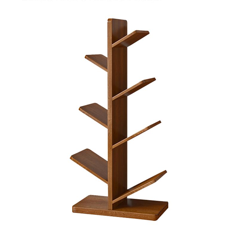 Modern Wood Bookshelf Geometric Vertical Open Shelf Bookcase