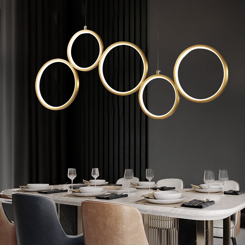 Circle Shape Island Lights Modern Style Metal 5-Light Island Lighting