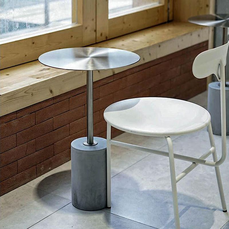 Mid-Century Modern Pedestal Metal Coffee Table Round Top Shape Cocktail Table