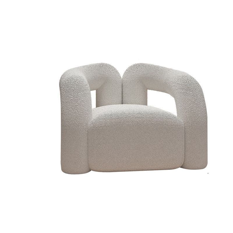 Contemporary Style Curved Sofa Statement Tuxedo Arm Sofa in White