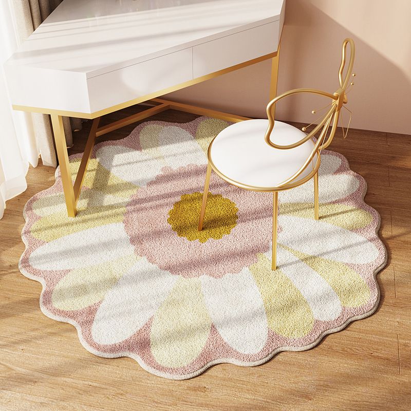 Novelty Contemporary Carpet Lambswool Adults Indoor Rug Floral Print Rug Non-Slip Backing