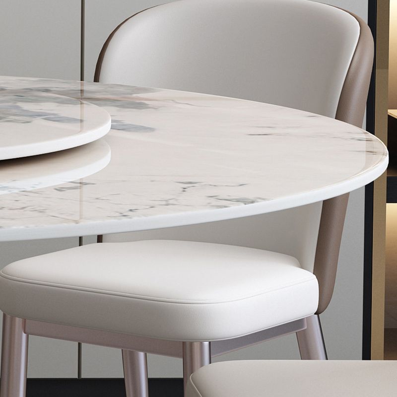 Glam Parsons Side Chair Leather Indoor Dining Chair with Metal Base