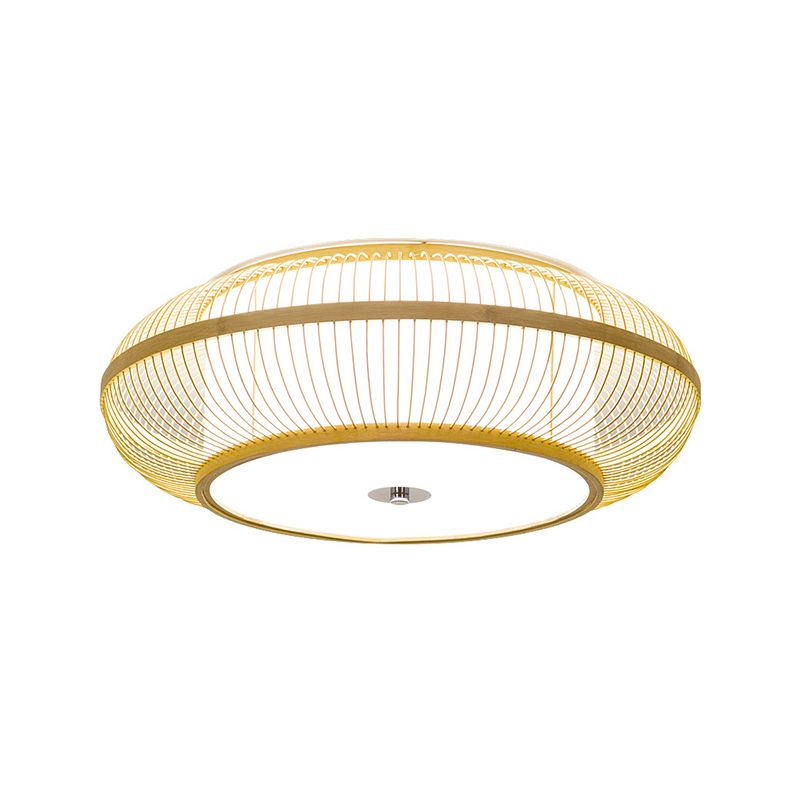 Asia Circle Flush Mount Ceiling Light Bamboo Flush Mount Lighting for Bedroom
