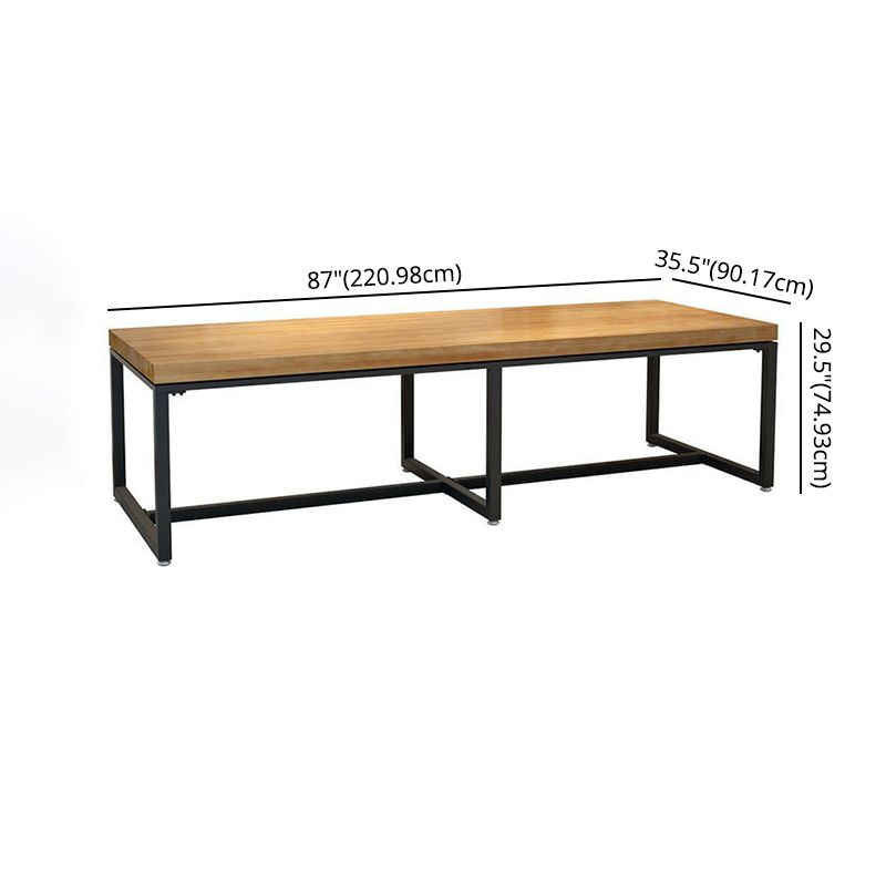 Industrial Wooden Dining Room Set with Rectangle Table and Black Legs Dining Table Furniture