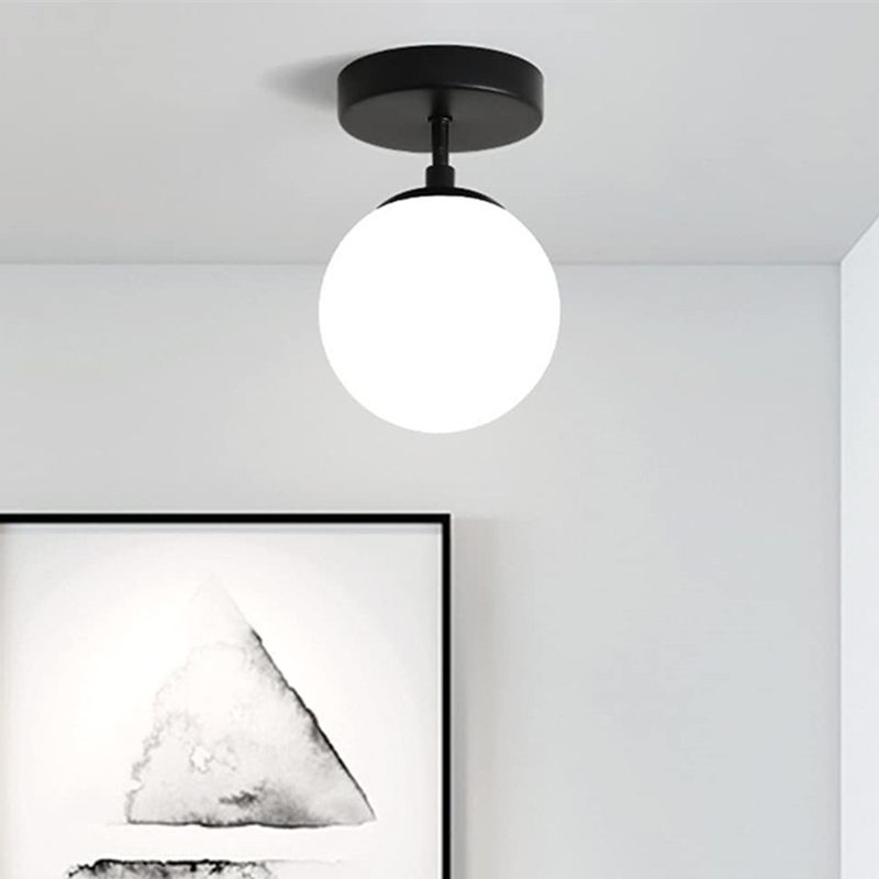 White Globe Shaded Ceiling Light Modernism Flush Mount Lighting for Foyer