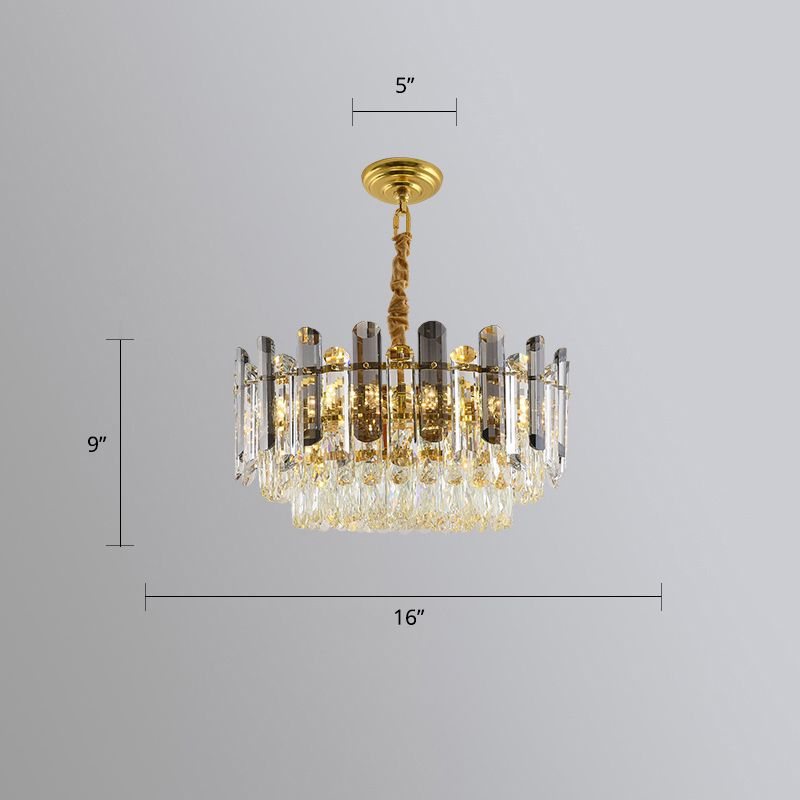 Moderne runde Kronleuchter rauchgrau und klares Kristallrestaurant HABTE LEGELICHTE