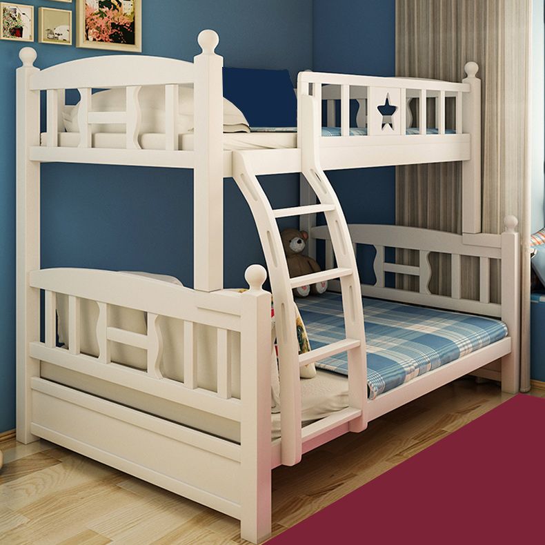 Beech Bunk Bed Modern Style Bunk Bed with Footboard in White