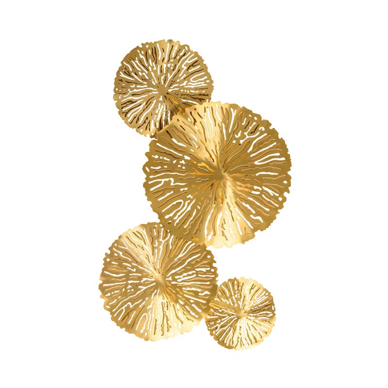 3 Bulbs Circular Sconce Lamp Tradition Metal Wall Lighting Fixture in Gold for Stair