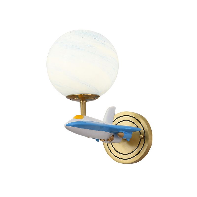 Living Room Sphere Wall Light with Airplane Glass Resin Contemporary Sconce Light