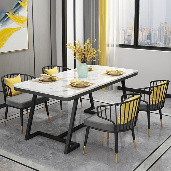 Modern 1/2/5/7 Pieces Dining Set White Stone Top Dining Furniture