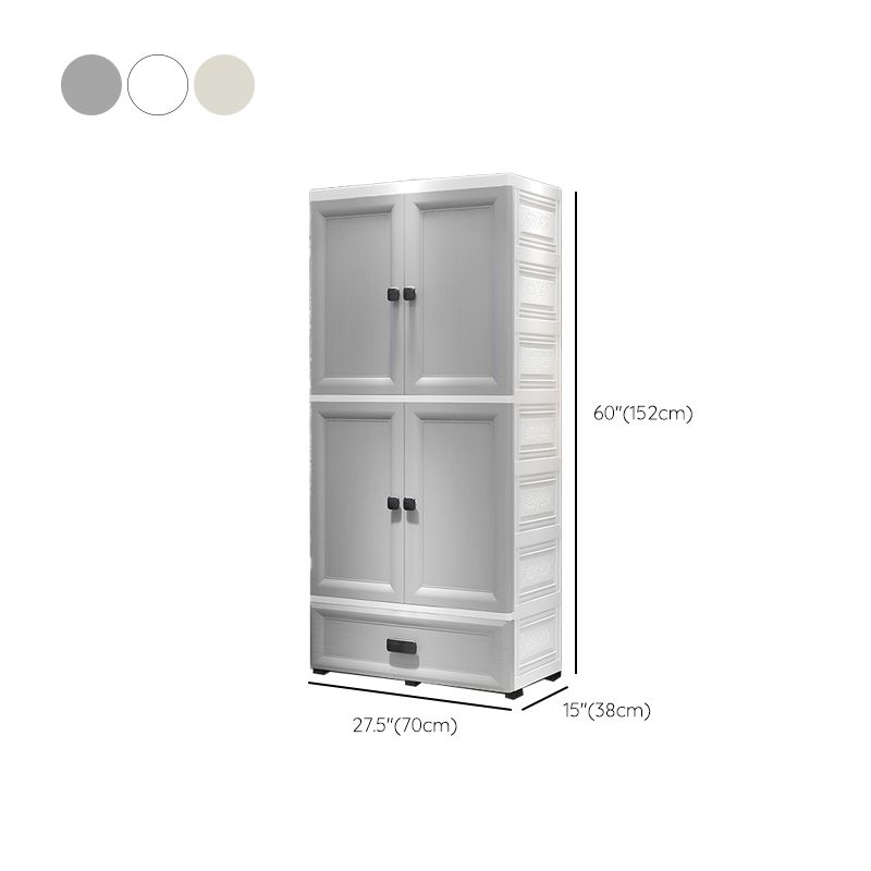 Modern Plastic Storage Cabinet for Bedroom Matte Finish Cabinet with Hinged Door