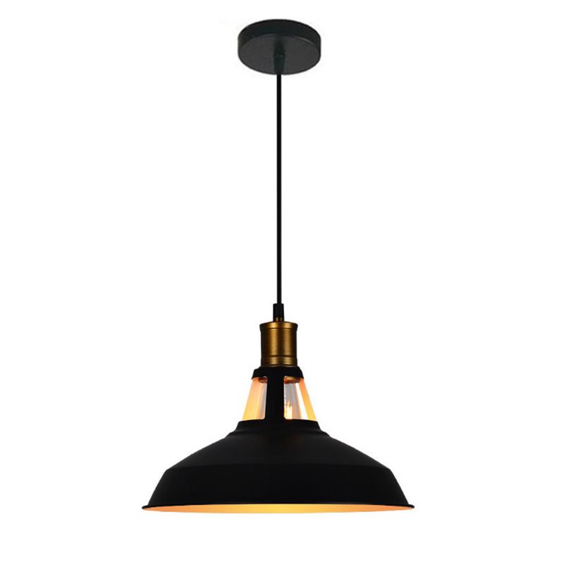 Black Truncated Barn Restaurant Drop Pendant Warehouse-Style Metal 1 Light Hanging Ceiling Light