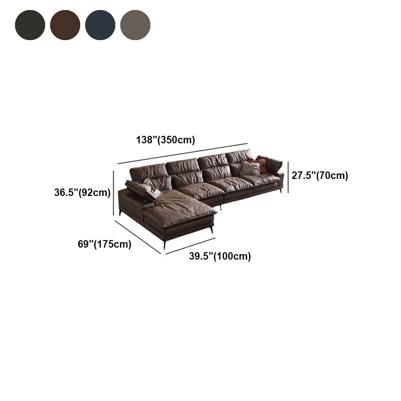 Modern Faux Leather L-Shape Sofa with Pillow Top Arm for Living Room