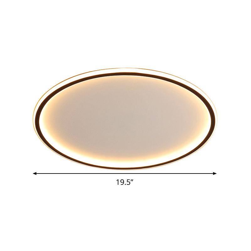 Nordic Style Disc LED Ceiling Lighting 16"/19.5"/23.5" Wide Aluminum Black Flush Lamp in Warm/White Light/Remote Control Stepless Dimming