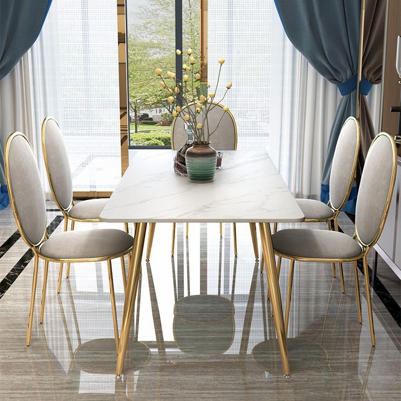 Metal Traditional Luxury Rectangle Indoor Table Sintered Stone Table with Legs