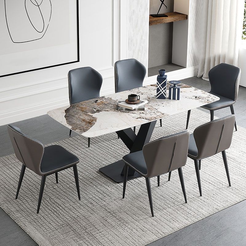 Designer Style Rectangular Dining Table Set 1/4/5/6/7 Pieces Sintered Stone Dining Set