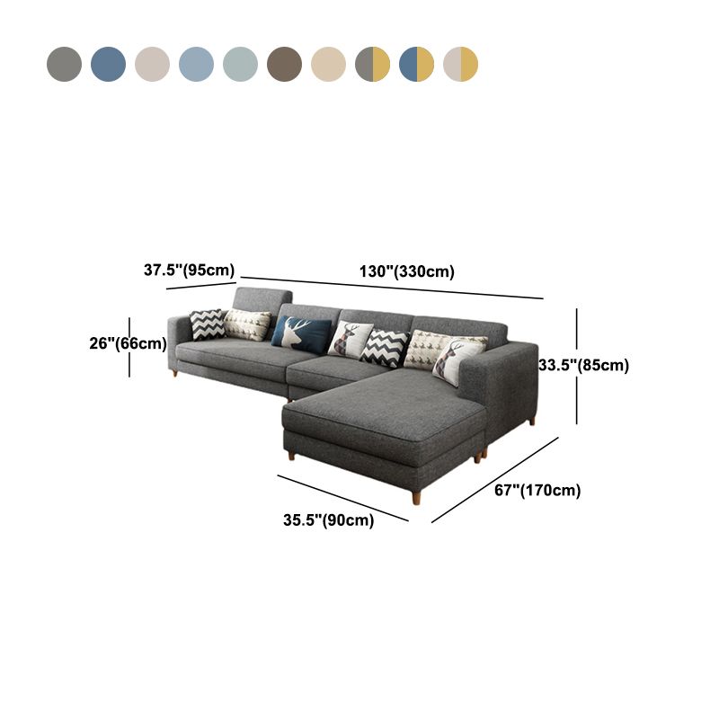 Washable Linen Sectional 129.92" L Square Arm Sectional for Living Room
