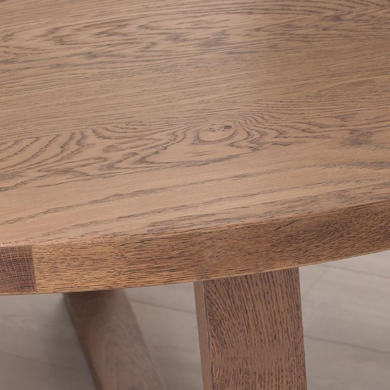 Contemporary Style Dining Table Solid Wood Round Natural Dinner Table for Home Kitchen
