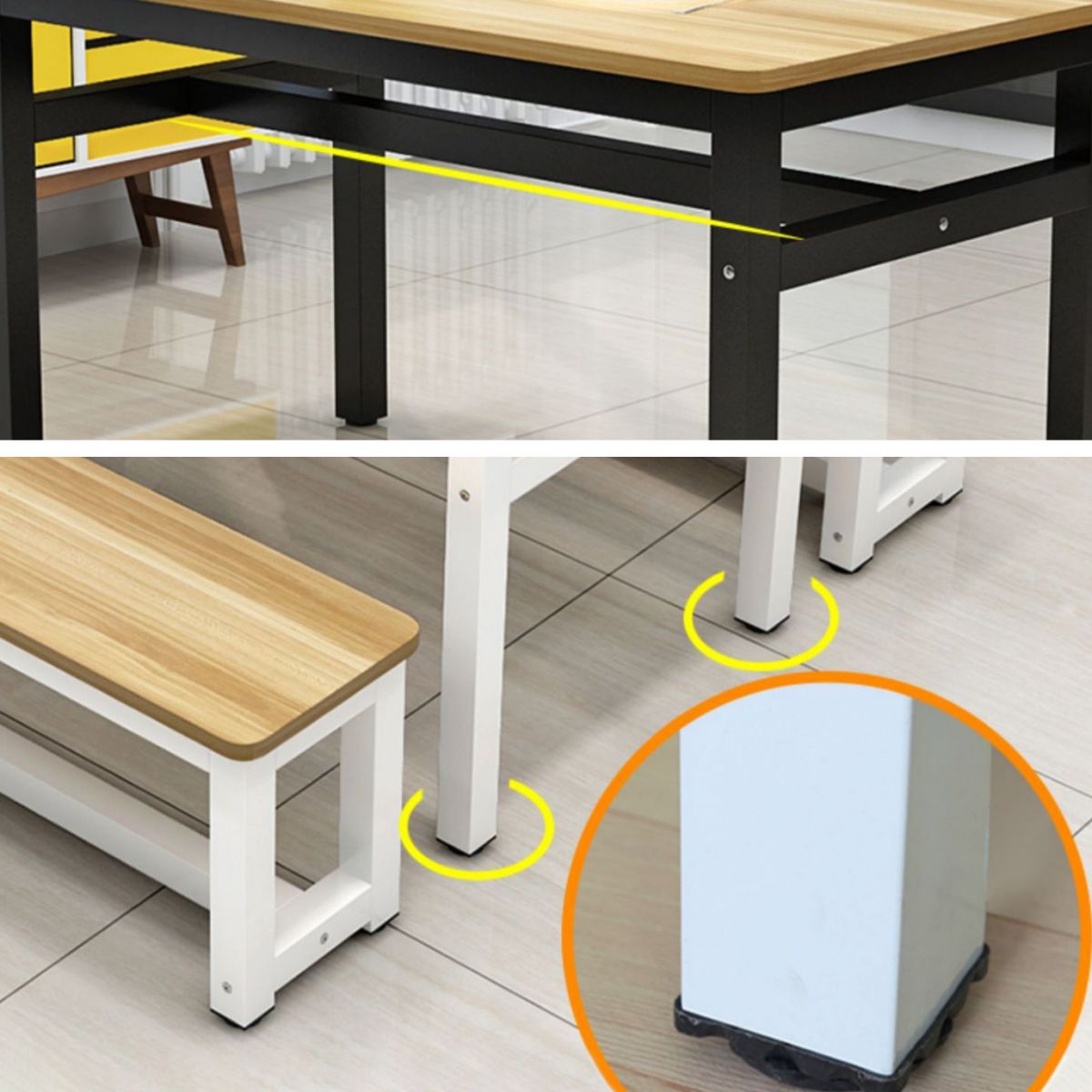 Modern Rectangle Wood Dining Table Metal Legs for Dining Room