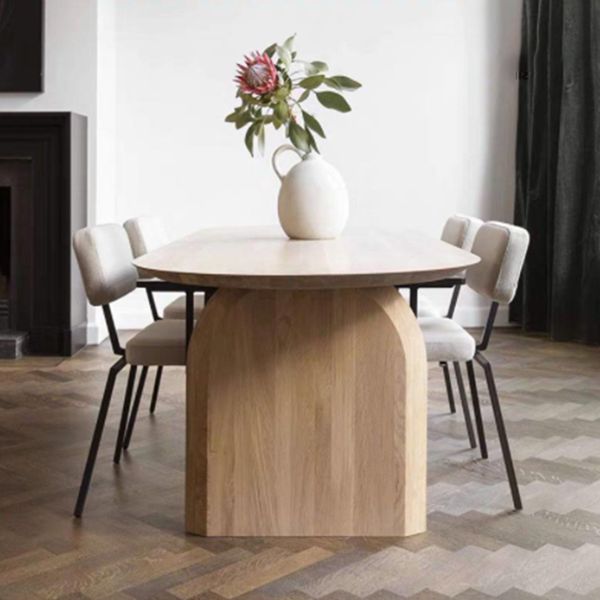Ovale dinette tafel eenvoud stijl dubbele voetstukmeubels voor binnen