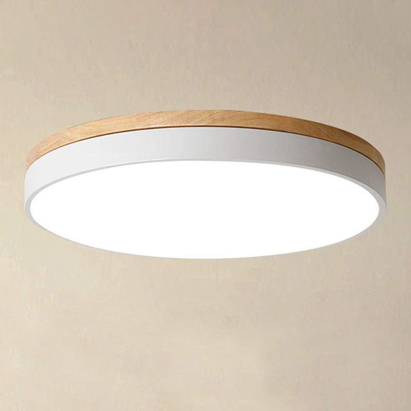 Houten ronde vorm inbouwlamp Moderne plafondlamp in Macaroon-stijl met acrylkap