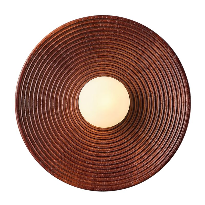 Modern Simple Wooden Wall Light Circle Shape Wall Lamp for Living Room