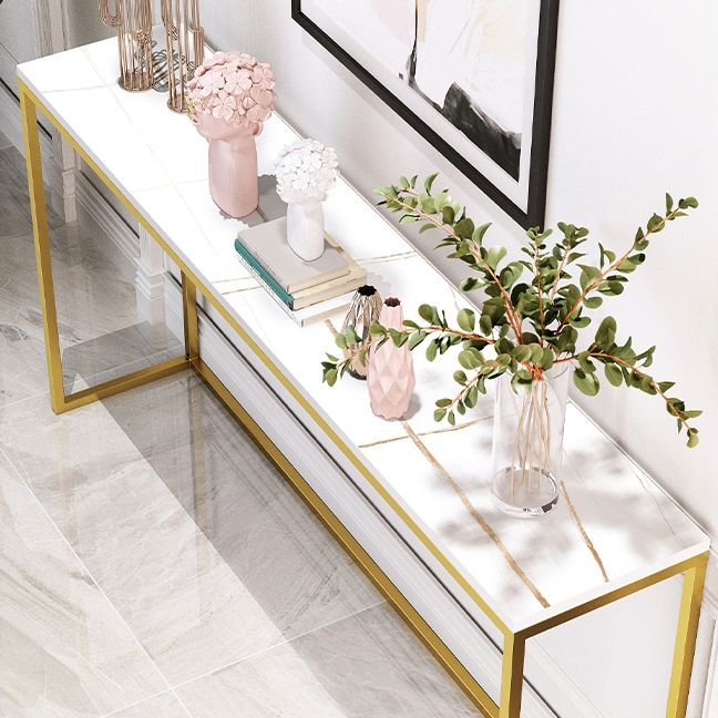 29.53" Tall Glam Console Table Stain Resistant Accent Table with 1 Shelf