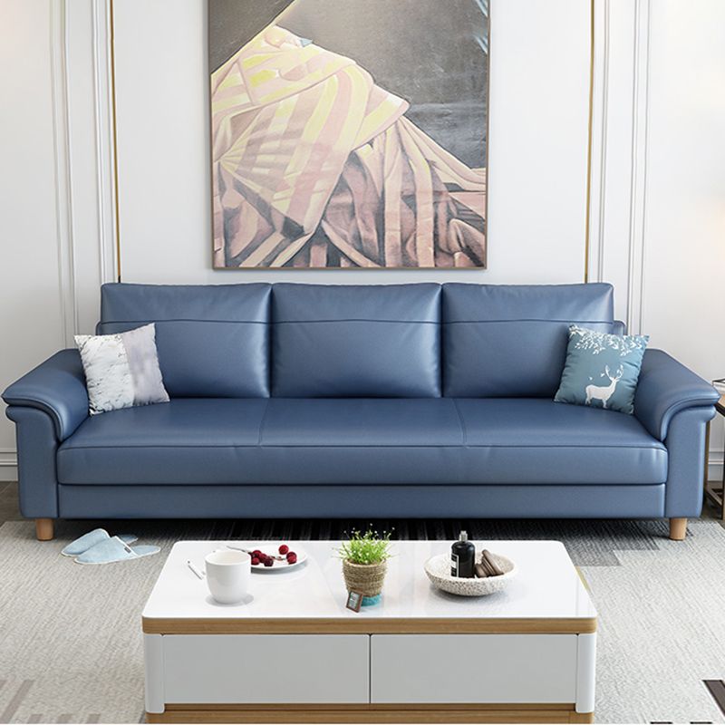 Stain Resistant Faux Leather Sofa Couch Pillow Top Arm Settee Couch with Pillows