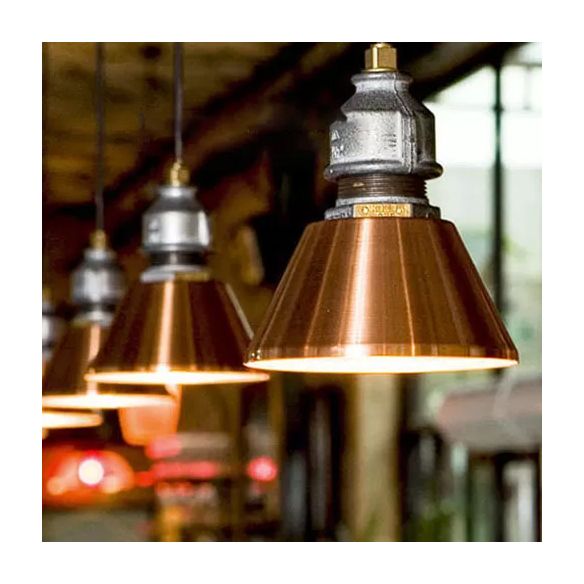 Rust/Gold Tapered Ceiling Pendant Vintage Industrial Iron 1 Head Restaurant Hanging Fixture, 5.5"/8" Width