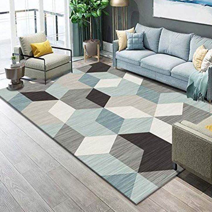 Casual Geometric Rug Pink Polyester Area Carpet Washable Indoor Rug for Home Decoration