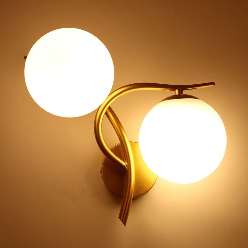 Modern Metal Wall Sconce Minimalist Glass Ball Shade Wall Light Fixture