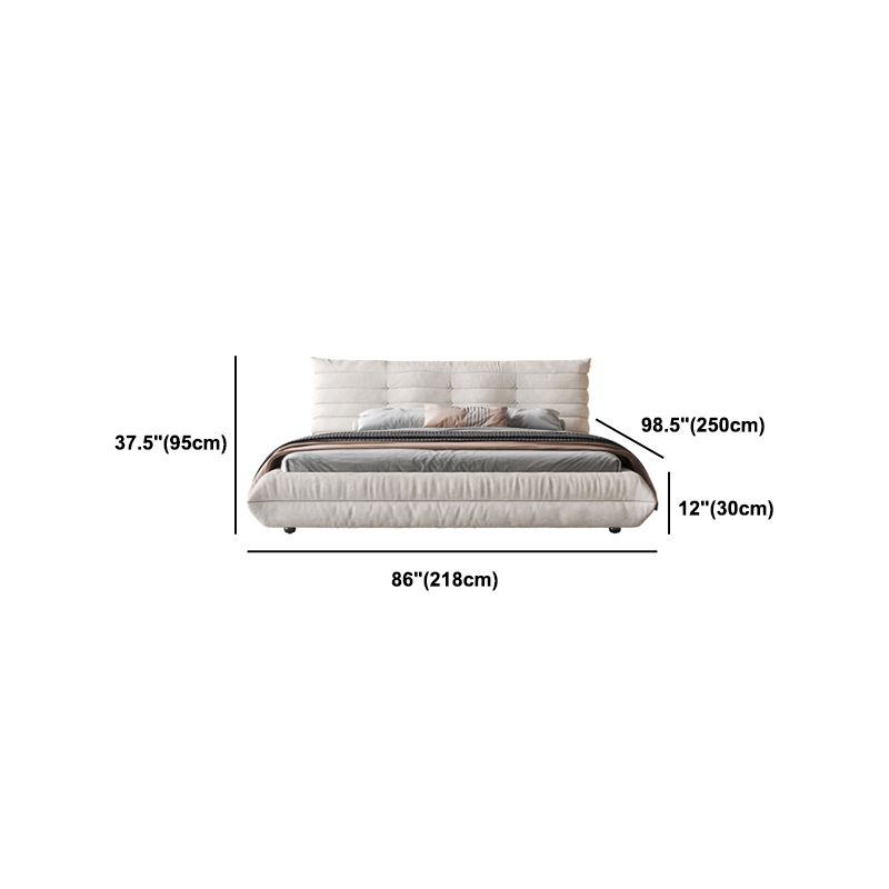 37.4" Tall Glam Panel Bed Wood and Upholstered Standard Bed in White