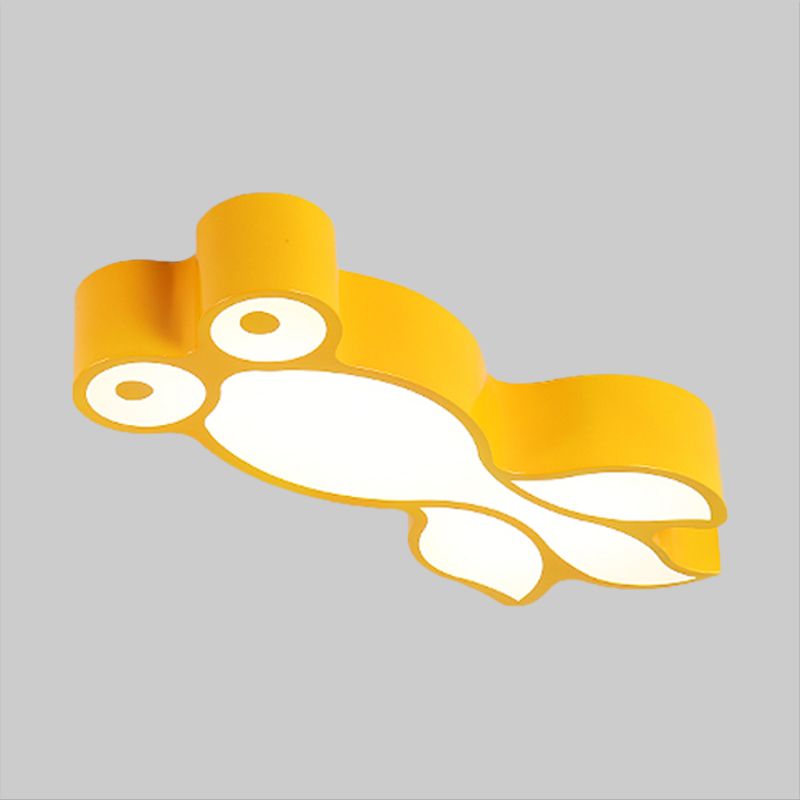 Simplicity LED Flush Mount Light Yellow/Blue Goldfish Close to Ceiling Lamp with Acrylic Shade