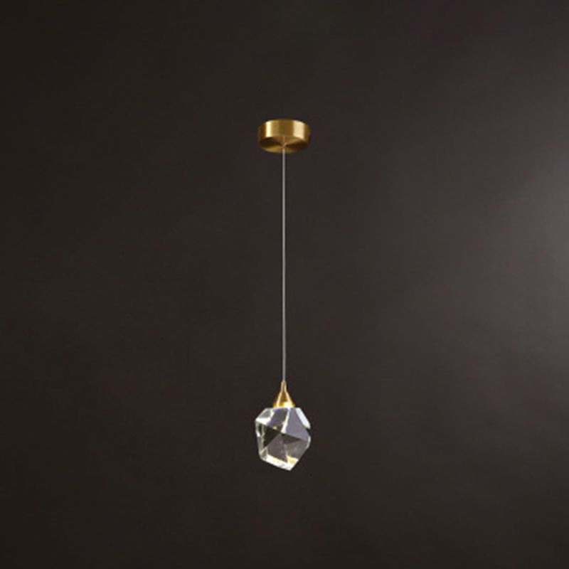 Modern Stone Hanging Ceiling Light Crystal LED Bedroom Suspension Lighting in Gold