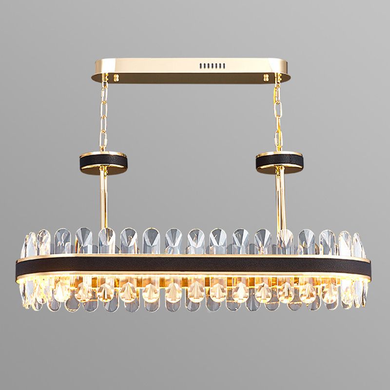 Black Linear Island Lightier Light MODERN MODERNY LED Crystal Crystal lampadario
