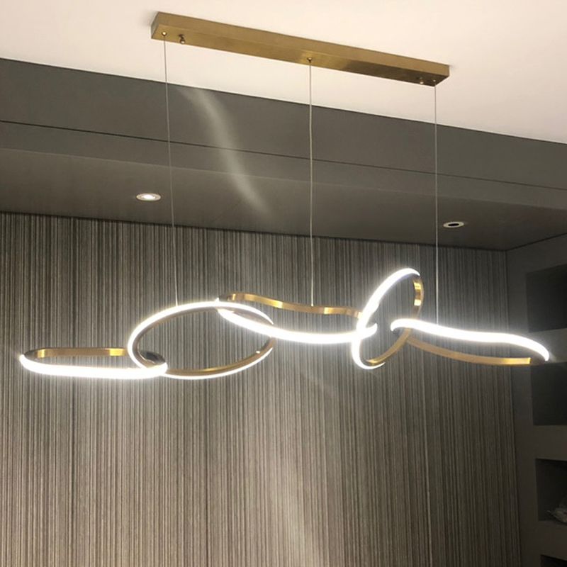 Modern Metal Chandelier Lamp Geometric LED Island Pendant for Dining Room