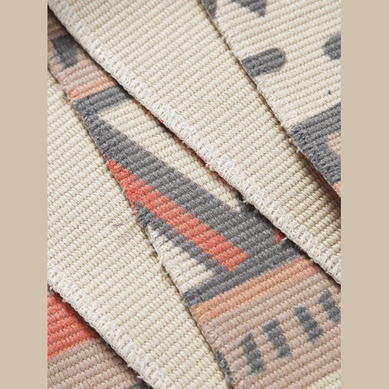 Trendy Modern Rug with Fringe Lovely Color-block Rug Cotton Blend Carpet for Home Decoration