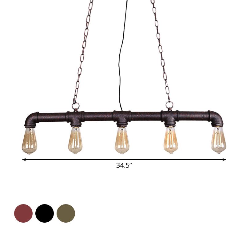 5 lumières Pendre de l'île Steampunk Pipoting Iron suspendu plafond plafond en noir / bronze / cuivre pour salle à manger