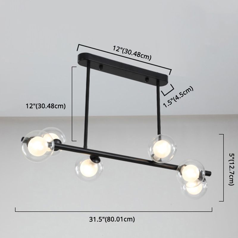 Orb Glass Shade Island Light Fixture Modern Style Metal Hanging Ceiling Lamp for Kitchen Dining Room