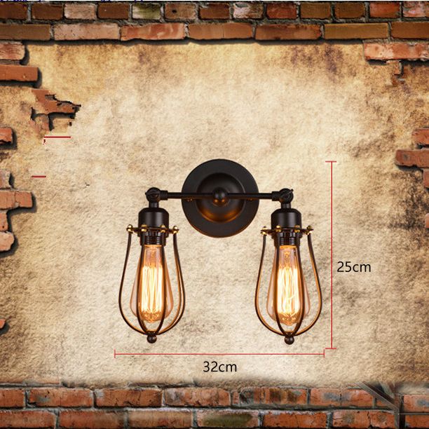 Vanity Mall Vanity Lights 2 Heads Over Mirror Vanity Lights in Metal Cage