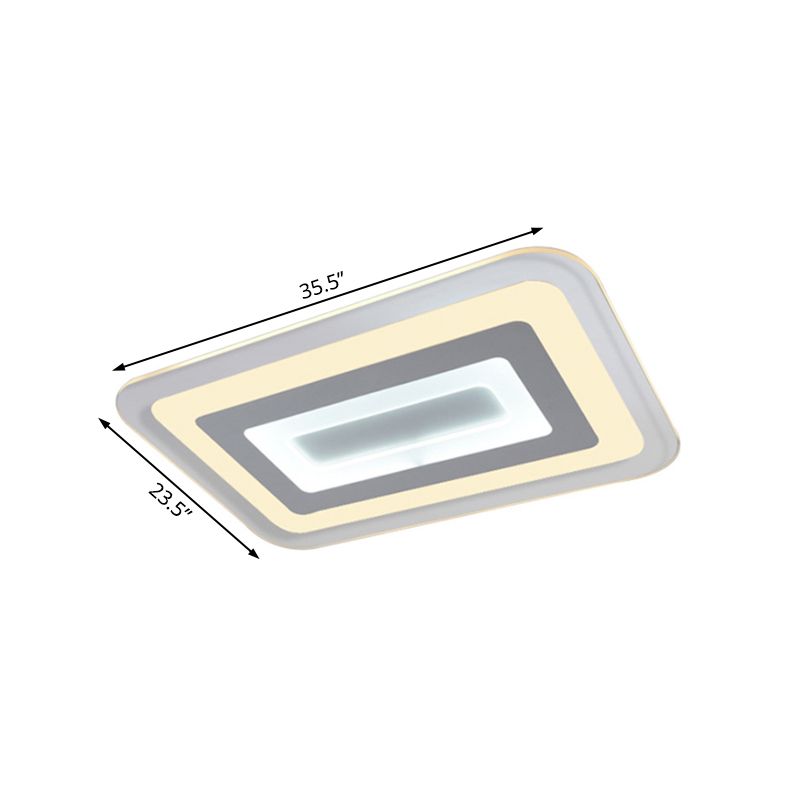 23"/31"/47" Brede Dunne Acryl Flush Mount Licht Eenvoudige LED Witte Plafondlamp in Warm/Wit Licht