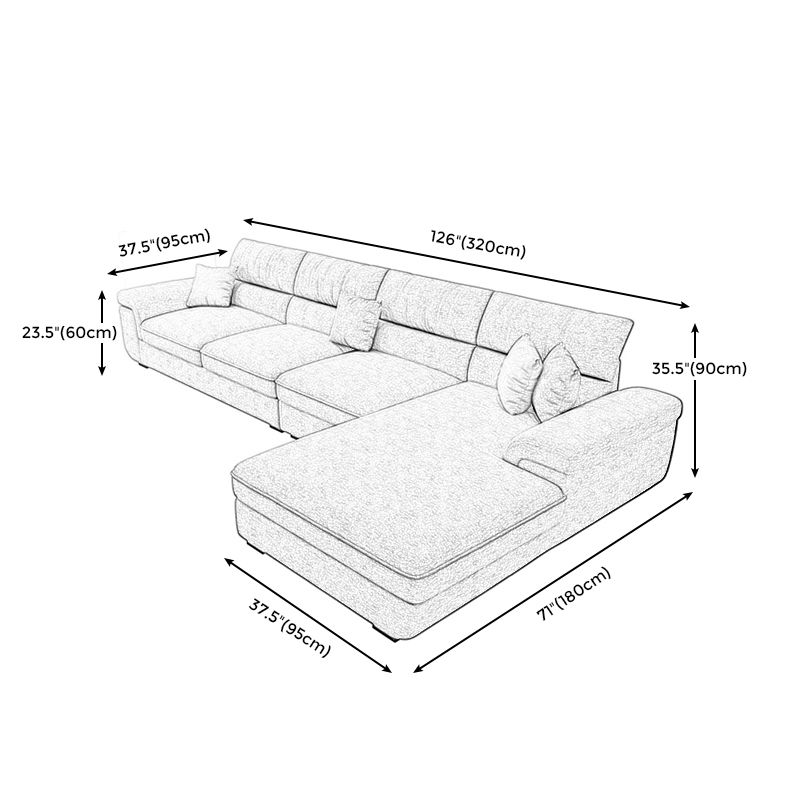 L-Shape Pillowed Back Cushions Sectional Faux Leather/Cottom Blend Sofa and Chaise