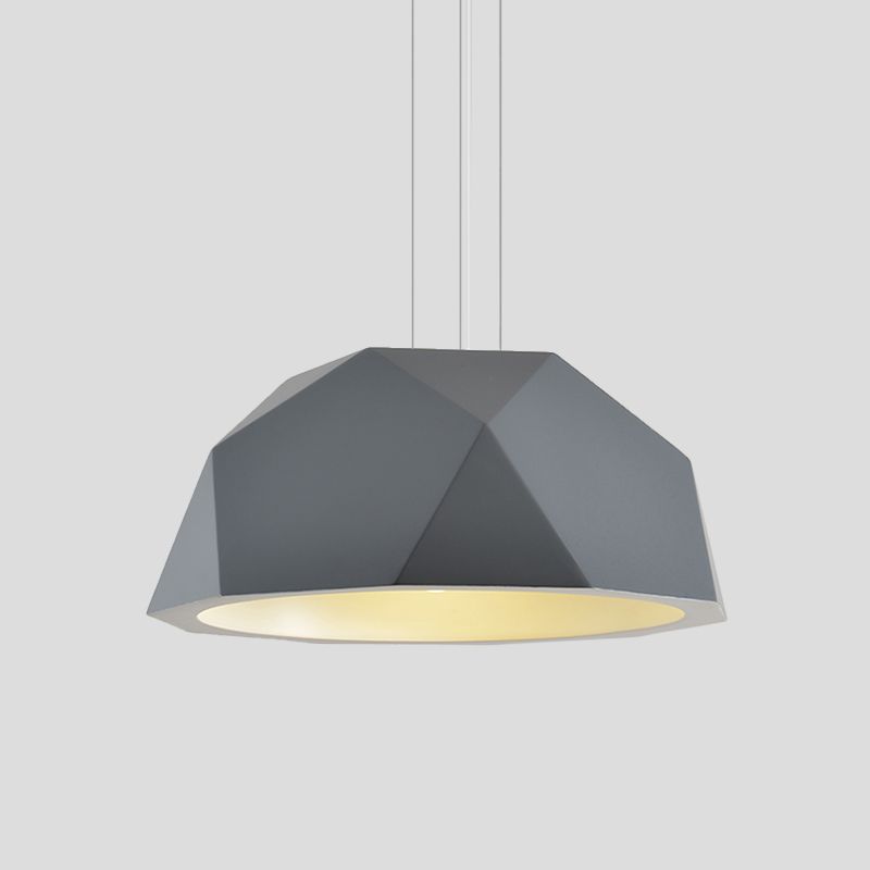 Faceted Hemispherical Hanging Lamp Simple Resin Single Guest Room Pendant Light Kit in Black/Grey