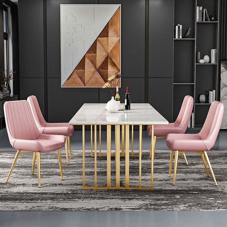 Metal Traditional Luxury Rectangle Table Sintered Stone Indoor Table for Kitchen and Dining Room