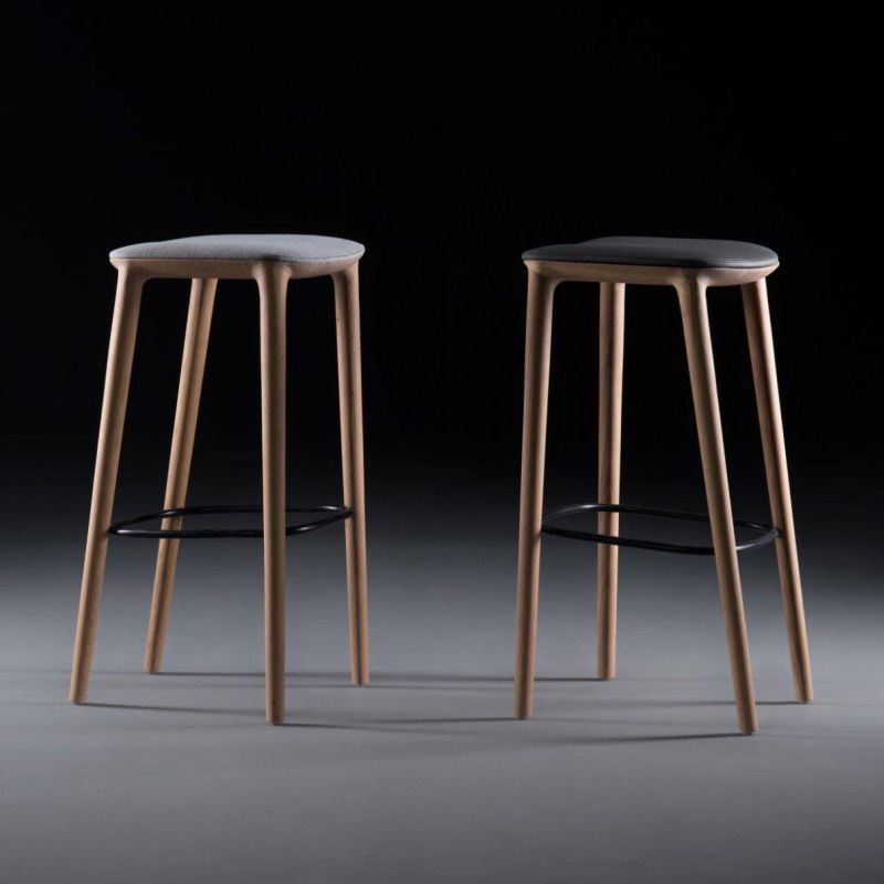 Solid Wood Counter and Bar Stool Indoor Industrial Backless Stool